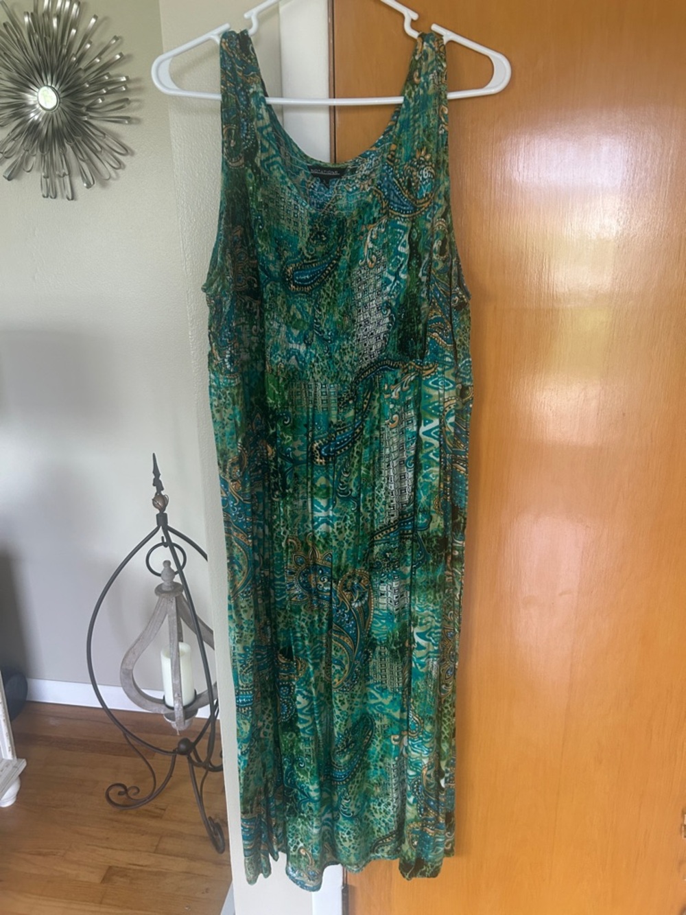 Notations Teal Green Paisley Maxi Dress